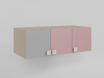 Антресоль на шкаф 3-х створчатый (Розовый/Серый/корпус Клен) в Солнечном - solnechnyj.mebel54.com | фото