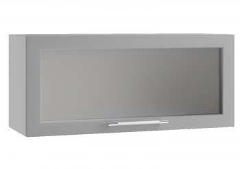 Барселона ШВГС 800 Шкаф верхний горизонтальный со стеклом (Голубой тик/корпус Белый) в Солнечном - solnechnyj.mebel54.com | фото