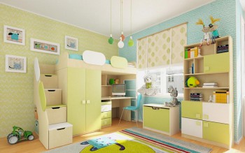 Детская комната Эппл (Зеленый/Белый/корпус Клен) в Солнечном - solnechnyj.mebel54.com | фото
