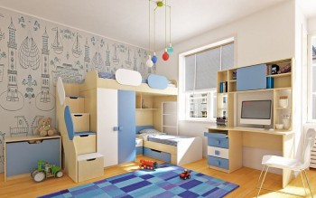 Детская комната Скай (Синий/Белый/корпус Клен) в Солнечном - solnechnyj.mebel54.com | фото