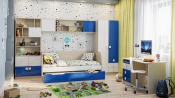 Детская комната Скай Люкс (Синий/Белый/корпус Клен) в Солнечном - solnechnyj.mebel54.com | фото