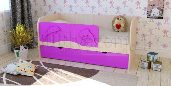 Друзья Кровать детская 2 ящика 1.6 Фиолетовый глянец в Солнечном - solnechnyj.mebel54.com | фото
