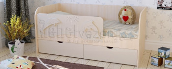 Друзья Кровать детская 2 ящика 1.6 Ваниль глянец в Солнечном - solnechnyj.mebel54.com | фото