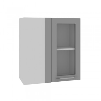 Гарда ПУС 650 шкаф верхний угловой со стеклом (Серый Эмалит/корпус Серый) в Солнечном - solnechnyj.mebel54.com | фото