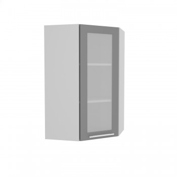 Гарда ВПУС 550 шкаф верхний угловой со стеклом высокий (Серый Эмалит/корпус Серый) в Солнечном - solnechnyj.mebel54.com | фото