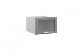 Капри ГПГС 500 шкаф верхний горизонтальный глубокий со стеклом (Липа белый/корпус Серый) в Солнечном - solnechnyj.mebel54.com | фото
