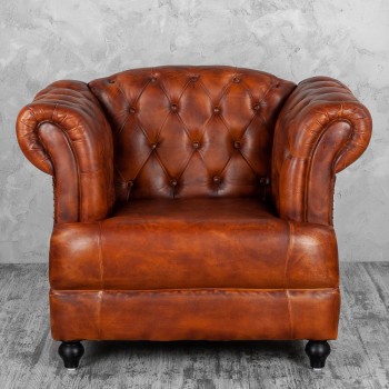 Кресло кожаное Лофт Честер-Нью (Коричневый, Рыжий) в Солнечном - solnechnyj.mebel54.com | фото