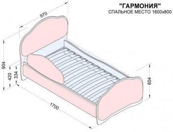 Кровать 160 Гармония 31 Светло-сиреневый (мягкий бортик) в Солнечном - solnechnyj.mebel54.com | фото