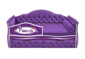 Кровать 160 серии Иллюзия 2 ящика 32 Фиолетовый (мягкие боковые накладки/подушка валик) в Солнечном - solnechnyj.mebel54.com | фото
