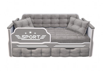 Кровать 160 серии Спорт 2 ящика 45 Серый (подушки) в Солнечном - solnechnyj.mebel54.com | фото