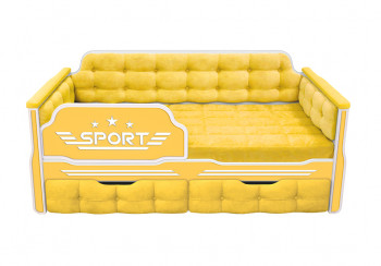 Кровать 160 серии Спорт 2 ящика 74 Жёлтый (мягкие боковые накладки) в Солнечном - solnechnyj.mebel54.com | фото