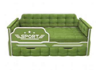 Кровать 160 серии Спорт 2 ящика 76 Зелёный (мягкие боковые накладки) в Солнечном - solnechnyj.mebel54.com | фото