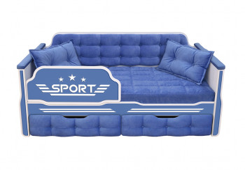 Кровать 160 серии Спорт 2 ящика 85 Синий (подушки) в Солнечном - solnechnyj.mebel54.com | фото