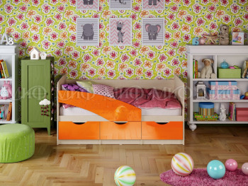 Кровать Бабочки 1,6м (Оранжевый металлик) в Солнечном - solnechnyj.mebel54.com | фото