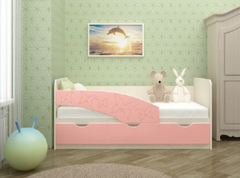 Кровать Бабочки 1,6м (Розовый металлик) в Солнечном - solnechnyj.mebel54.com | фото