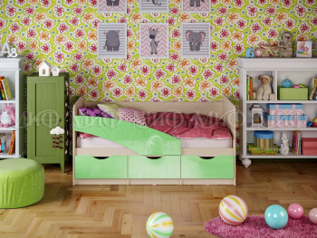 Кровать Бабочки 1,6м (Салатовый металлик) в Солнечном - solnechnyj.mebel54.com | фото