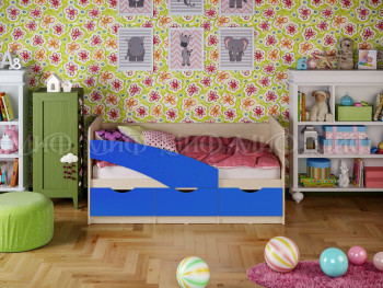 Кровать Бабочки 1,6м (Синий матовый) в Солнечном - solnechnyj.mebel54.com | фото