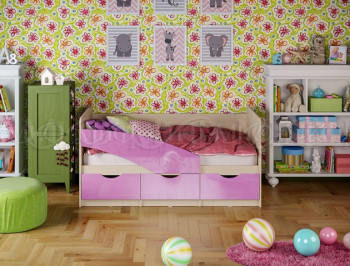 Кровать Бабочки 1,6м (Сиреневый металлик) в Солнечном - solnechnyj.mebel54.com | фото