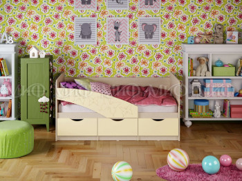 Кровать Бабочки 1,6м (Ваниль матовый) в Солнечном - solnechnyj.mebel54.com | фото