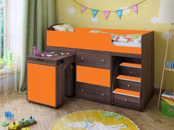 Кровать-чердак Малыш 1600 Бодего/Оранжевый в Солнечном - solnechnyj.mebel54.com | фото