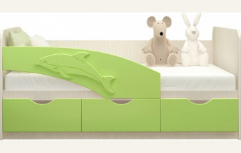 Кровать детская 1,6м Дельфин (Салатовый металлик) в Солнечном - solnechnyj.mebel54.com | фото