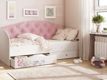 Кровать детская Эльза Белый/Розовый в Солнечном - solnechnyj.mebel54.com | фото