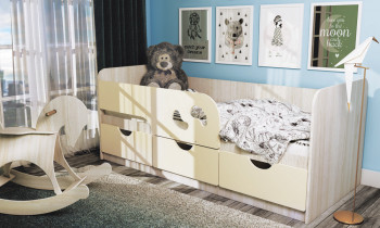 Кровать детская Минима Лего 1,86м с ящиками (дуб атланта/крем) в Солнечном - solnechnyj.mebel54.com | фото