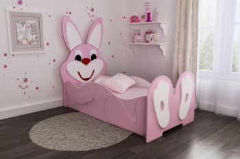 Кровать детская Зайка 1.6 Розовый/Белый в Солнечном - solnechnyj.mebel54.com | фото