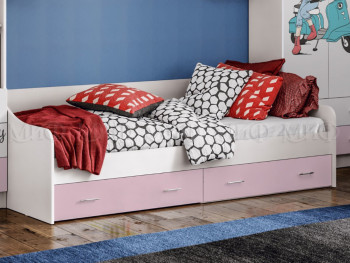 Кровать Fashion-1 Вега 0,9 м (Белый/Розовый) в Солнечном - solnechnyj.mebel54.com | фото