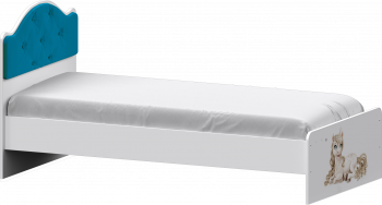 Кровать Каспер с мягкой спинкой и фотопечатью (800х1900)  Белый/Бирюза в Солнечном - solnechnyj.mebel54.com | фото