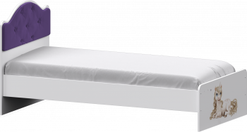 Кровать Каспер с мягкой спинкой и фотопечатью (800х1900)Белый/Фиолетовый в Солнечном - solnechnyj.mebel54.com | фото
