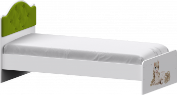 Кровать Каспер с мягкой спинкой и фотопечатью (800х1900)Белый/Лайм в Солнечном - solnechnyj.mebel54.com | фото