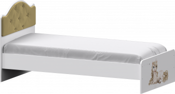 Кровать Каспер с мягкой спинкой и фотопечатью (800х1900)  Белый/Ваниль в Солнечном - solnechnyj.mebel54.com | фото