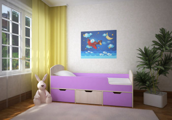 Кровать Малыш-мини Дуб молочный/Ирис в Солнечном - solnechnyj.mebel54.com | фото