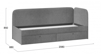 Кровать «Молли» с мягкой обивкой (900) тип 1 (Микровелюр Scandi Graphite 22) в Солнечном - solnechnyj.mebel54.com | фото