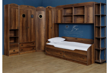 Кровать с 2-мя ящиками «Навигатор» (Дуб Каньон) в Солнечном - solnechnyj.mebel54.com | фото