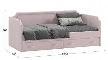 Кровать с мягкой обивкой и ящиками «Кантри» Тип 1 (900) (Велюр пудровый) в Солнечном - solnechnyj.mebel54.com | фото