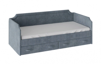 Кровать с мягкой обивкой и ящиками «Кантри» Тип 1 (900) (Замша синяя) в Солнечном - solnechnyj.mebel54.com | фото