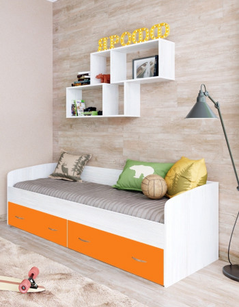 Кровать с выкатными ящиками Винтерберг/Оранжевый в Солнечном - solnechnyj.mebel54.com | фото