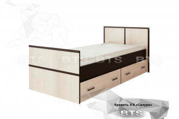 Кровать Сакура с настилом и ящиками 0,9 (Венге/Лоредо) в Солнечном - solnechnyj.mebel54.com | фото