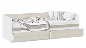 Кровать «Сканди» с 2 ящиками Дуб Гарден/Белый/Глиняный серый в Солнечном - solnechnyj.mebel54.com | фото