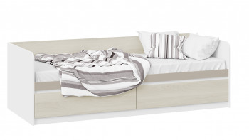 Кровать «Сканди» с 2 ящиками Дуб Гарден/Белый/Глиняный серый в Солнечном - solnechnyj.mebel54.com | фото