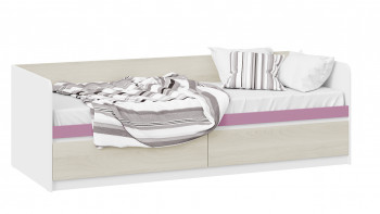 Кровать «Сканди» с 2 ящиками Дуб Гарден/Белый/Лиловый в Солнечном - solnechnyj.mebel54.com | фото