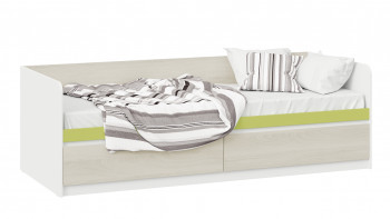 Кровать «Сканди» с 2 ящиками Дуб Гарден/Белый/Зеленый в Солнечном - solnechnyj.mebel54.com | фото