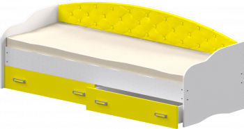Кровать Софа-7 с мягкой спинкой (800х1900) Белый/Желтый в Солнечном - solnechnyj.mebel54.com | фото
