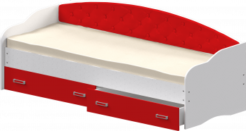 Кровать Софа-7 с мягкой спинкой (800х1900) Белый/Красный в Солнечном - solnechnyj.mebel54.com | фото