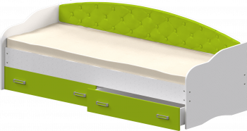 Кровать Софа-7 с мягкой спинкой (800х1900) Белый/Лайм в Солнечном - solnechnyj.mebel54.com | фото