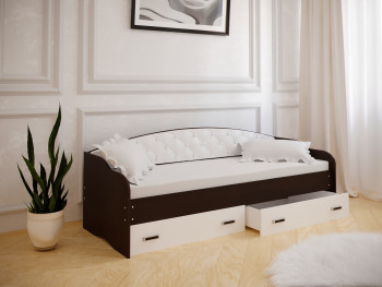 Кровать Софа-7 с мягкой спинкой (800х2000) Венге/ Белый в Солнечном - solnechnyj.mebel54.com | фото