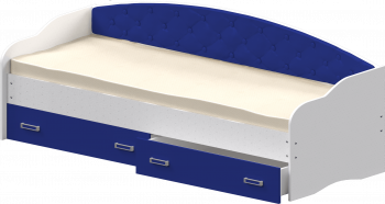 Кровать Софа-8 с мягкой спинкой (900х2000) Белый/Синий в Солнечном - solnechnyj.mebel54.com | фото