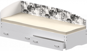 Кровать Софа-9 с мягкой спинкой с рисунком Милана (900х1900) Белый в Солнечном - solnechnyj.mebel54.com | фото
